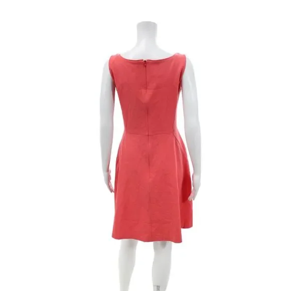 Tara Jarmon Women Red A-Line Fit Flare Midi Dress Sleeveless Size 4 - Picture 3 of 7